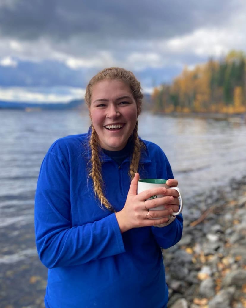 Amanda is having coffee in peace